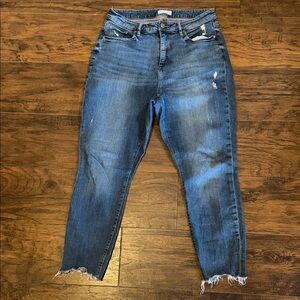 LOFT Distressed Ankle Jeans in Blue